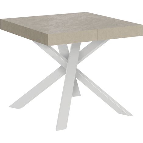 Tavolo Allungabile 90-194x90x76 cm Clerk Cashmere Gambe Bianche (1/4)