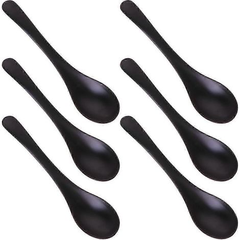 25-26 6PCS A5 Couverts en mélamine Cuillère à soupe imitation porcelaine noire Vaisselle durable pour la maison (YG140155) (1/4)