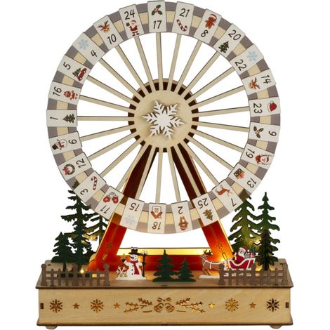 Konstsmide LED-Holzsilhouette Adventskalender Riesenrad batteriebetrieben mit Timer 28 x 35,5 cm warmweiß (1/3)
