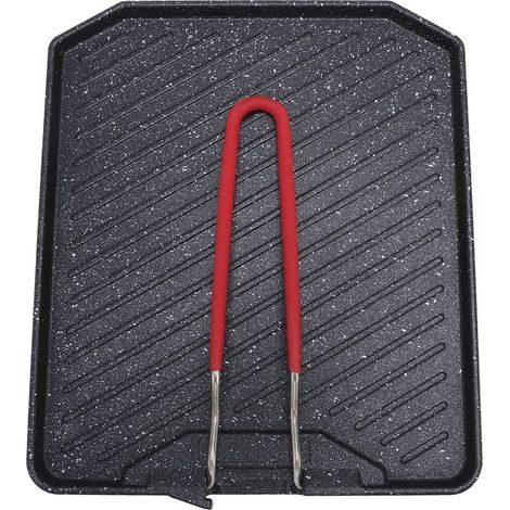 Poêle à gril avec poignée pliante, plaque de cuisson antiadhésive en alliage d'aluminium pour barbecue de cuisine intérieure et extérieure noir (1/5)
