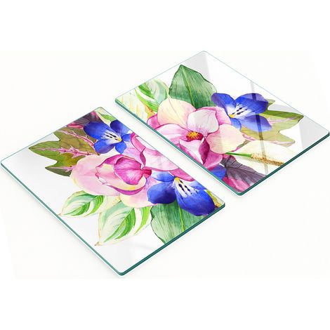 Taglieri da cucina in vetro con grafica di bouquet di fiori, 2x40x52 cm (1/5)