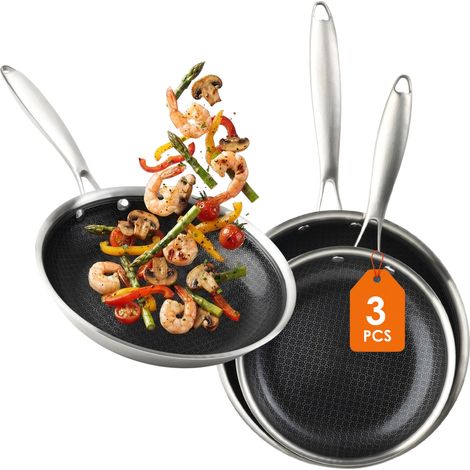 Premium Antihaft Induktion Wabenpfanne PFAS-frei - 3er Set - je 1x Ø 20 cm, 24 cm, 28 cm Keramik Pfanne kratzfest mit Keramikbeschichtung