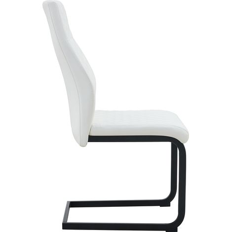 Ensemble table ronde 107 cm avec double espace de rangement et 4 chaises de salle à manger blanches à motif losange en MDF et métal style industriel (1/5)