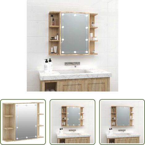 vidaXL Holzschrank -  Spiegelschrank mit LED Sonoma-Eiche 70x16,5x60 cm (1/5)