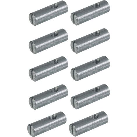 Ferrure d'assemblage M6 – 10 pièces – Acier – Filetage métrique pas standard – Longueur 14mm – Largeur 8mm – Connecteur pour meubles en bois (1/2)
