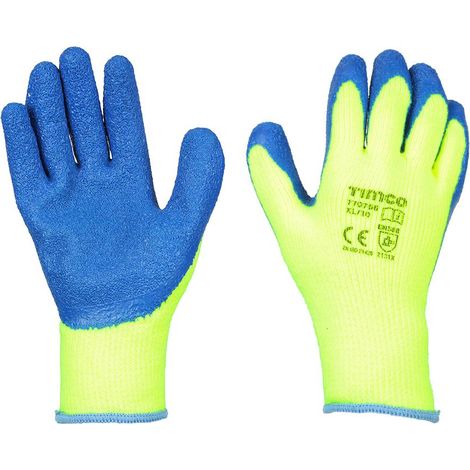 TIMCo Warm Grip Gloves Crinkle Latex Coated Polyester Size X Large