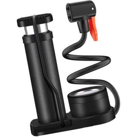 Pompe à air Manuelle Noire avec manomètre précis Jusqu’à 160 PSI, gonfleur de pneus pour Voiture et Moto, compresseur Portable Compact Usage extérieur Urgence - (1/5)