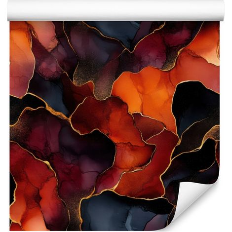 Papier peint encre noir et rouge pour salon et chambre 50x1000 cm (1/5)