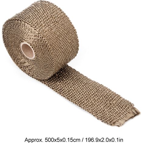 5 mètres de ruban isolant en fibre de verre haute isolation pour tête de tuyau d'échappement automobile, ruban en tissu isolant thermique et sangle de fixation. (1/5)