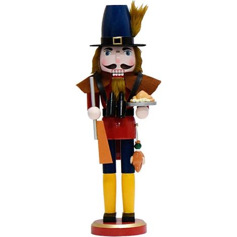 Statuette décorative de casse-noisette en bois représentant un chasseur, pour la décoration d'une cheminée lors d'une fête. (1/4)