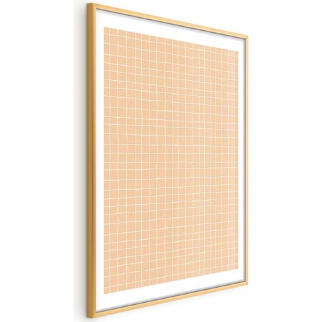 Poster – Linien und Rauschen – ein wellenförmiges Raster in Orangetönen (1/4)