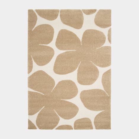 Tapis de salon en relief - Flower Power - Motif fleurs marron clair - 160 x 230 cm (1/5)