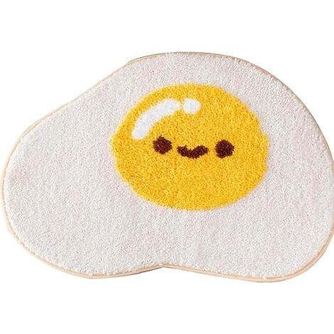Funny Egg Yolk Bathroom Floor Mat, Smiling Design, Water Absorbent and Non-Slip, Suitable for Home Life, Doorways and Kitchens (1/5)