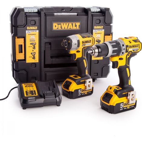 DeWalt DEWPDCK266P2 - Bürstenloser Bohrhammer (18 V, 2 x 5,0 A, Lithium-Ionen, XR, 2 Stück), Farbe gelb