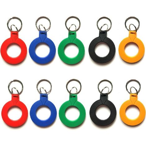 Geeignet für 10 T5577 EM4305 reproduzierbare und wiederbeschreibbare Dual-Tag-RFID-EM4100-125-kHz-Näherungssensor-Token-Karten-Schlüsselanhänger, gemischte Farben.