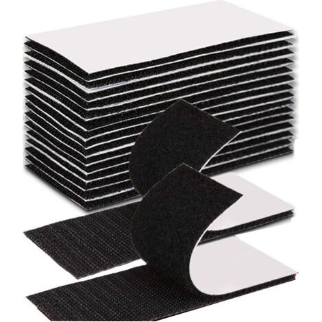 QORVA-Ruban adhésif double face robuste, rectangulaire, noir, résistant et réutilisable, 30 mm x 10 cm, paquet de 20
