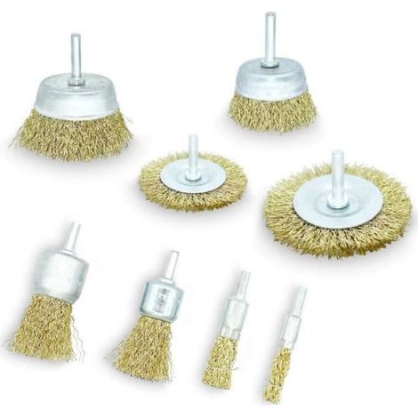 8 set Brosses à Disque en Laiton Enduit de Laiton, Ensemble de Brosses de Forage pour le Nettoyage de la Rouille,Corrosion, Peinture (1/3)