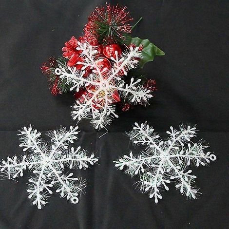 Adornos navideños de copos de nieve blancos para el hogar, 3 piezas (1/4)