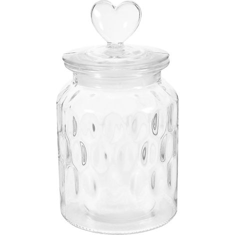 Boîte de conservation en verre hermétique, bocal à thé avec couvercle à poignée en forme de cœur (1/5)