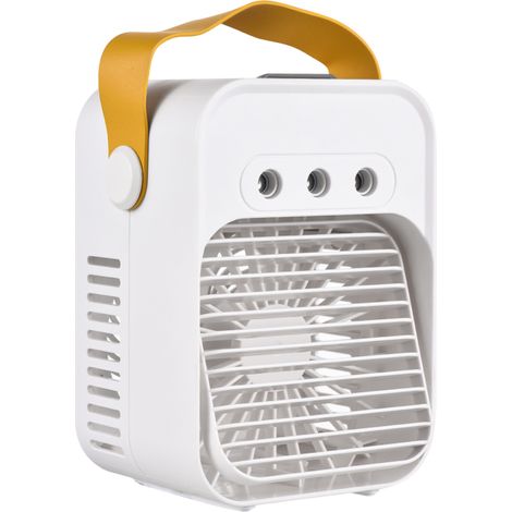 Ventilateur portable de bureau avec humidificateur et lumière LED colorée, 3 vitesses et direction du vent réglables, idéal pour la maison, la chambre, le bureau et le camping. (1/5)