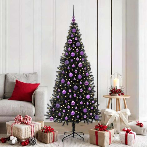 Weihnachtsbaum mit 300 LEDs mit Ständer Schwarz 180 cm PVC
