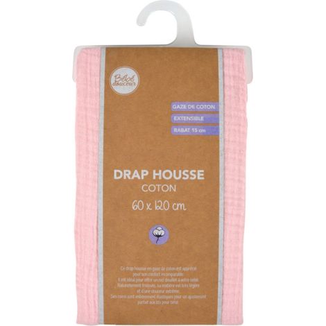 Drap housse 100% coton - Rose - 120 x 60 cm - Livraison gratuite (1/5)