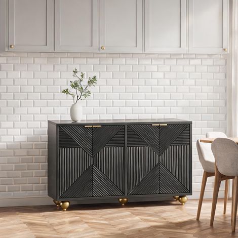 Buffet coloris noir en MDF 120 x 35 x 71,5 cm (1/5)