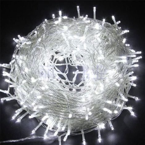 Guirlande lumineuse 100 LED 10m Guirlande de décoration de Noël 8 modes d'éclairage - lumière blanche (1/4)
