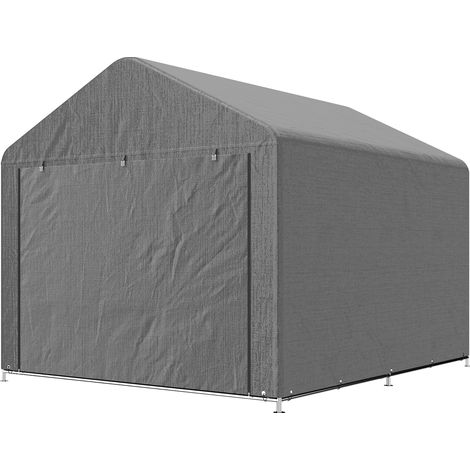 Outsunny Capanno da Giardino Impermeabile 2x2.4 m con Porta Avvolgibile Grigio
