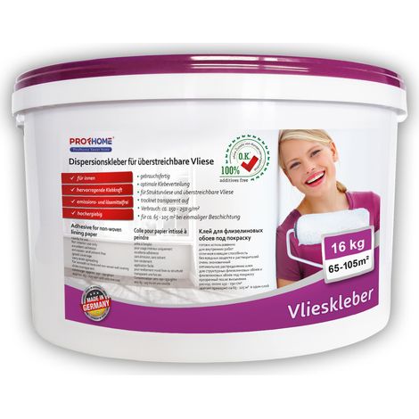 Ready for use wallcovering adhesive PROFHOME extra strong for heavyweight non-woven wallpaper 16 kg for max. 105 sqm