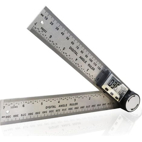 Rapporteur d’angle numérique 400 mm – acier inox, écran LCD, fonction zéro, mm/pouces (1/5)