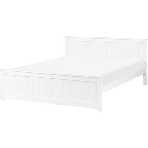 Bett mit Lattenrost Kiefernholz SABRAN 140 x 200 cm Weiß