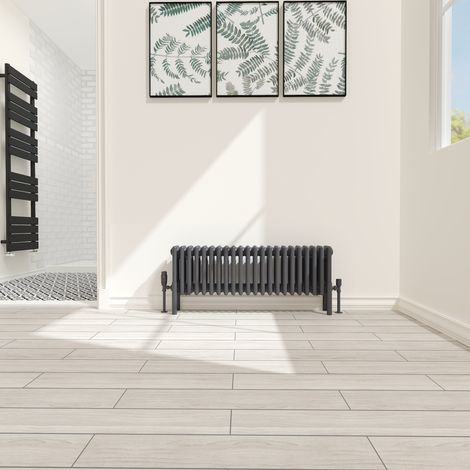 Traditional 4 Column Radiator Cast Iron Style Heating Rads Horizontal Anthracite 300x1010mm