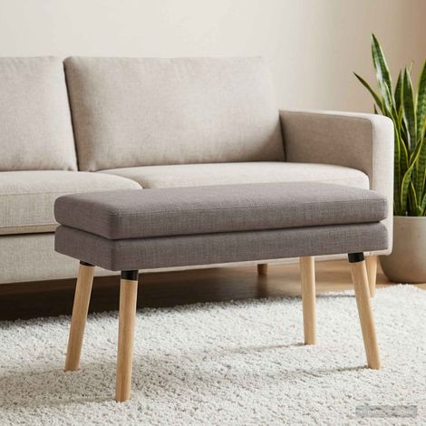 Banc taupe à double couche en tissu polyester avec coussin en mousse, 80 x 40 x 47 cm - PANGIVO (1/5)