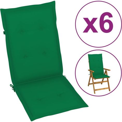 vidaXL Garden Highback Chair Cushions 6 pcs Green 120x50x3 cm Fabric