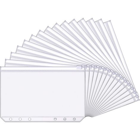 8er-Pack A6-Kunststofftaschen mit 6 Löchern und Reißverschluss, wasserdicht, für Dokumentenmappe, Notizbuch, Kartenhalter (1/5)