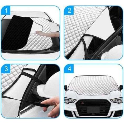 Couverture Pare-Brise Voiture - Magnétique, Repliable, Anti Givre, Neige, Pluie, UV, Poussière (183 x 116 cm) (1/3)