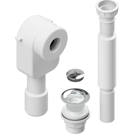 Waschbecken-Ablaufset mit Einbausiphon, Ablaufventil und 1"1/4-Kunststoff-Wellschlauch – Idral 15407 (1/5)