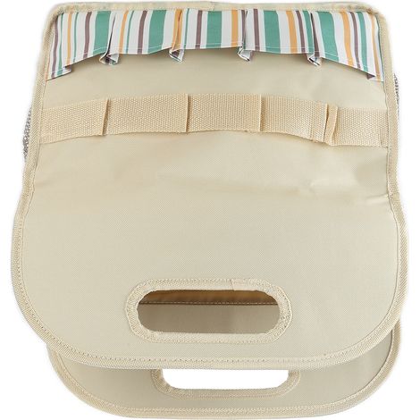 Sac à outils de jardin portable grande capacité, à rayures kaki, idéal pour les familles et le travail du bois. (1/5)