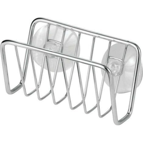 pair Organisateur d'évier métal support éponge savon grattoir panier aéré séchage rapide ventouse chrome