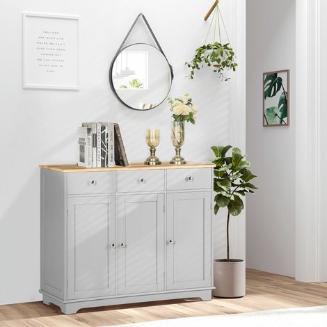 Aparador de Cocina Mueble Auxiliar de Almacenaje para Comedor Salón Estilo Moderno Antivuelco 101x40x85 cm Gris (1/5)