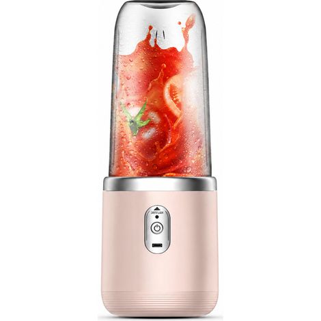 Blender Portable Rechargeable Rose, 6 Lames, 2 Gobelets avec Couvercle, pour Jus et Smoothies (1/5)