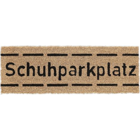 Relaxdays Felpudo Coco Schuhparkplatz, 75x25 cm, Tapete Entrada Alargado, Interior y Exterior, Antideslizante, Natural