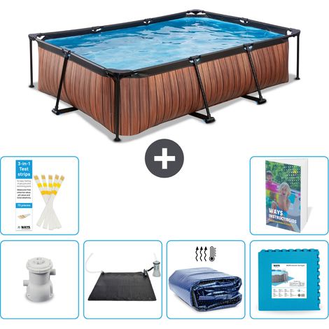 Exit-toys Piscina Exit Rectangular - Efecto madera - 300x200x65 cm - 7-piezas  S340