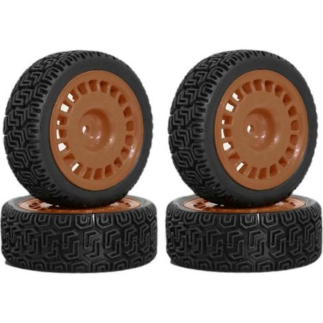 Lot de 4 pneus rallye 68 mm en caoutchouc pour jantes de voiture, pièces de rechange marron (1/5)
