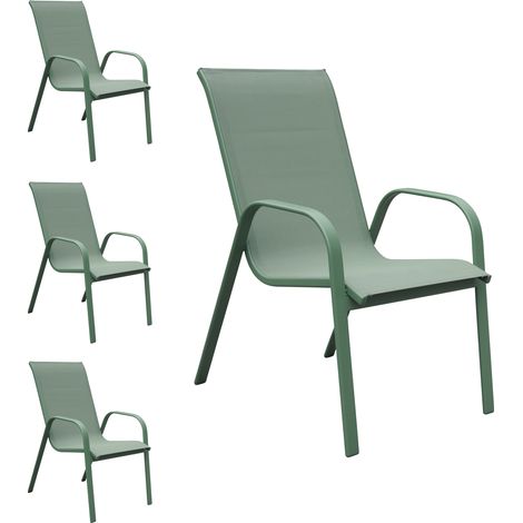 Set di 4 sedie MARBELLA in textilene verde salvia - alluminio verde salvia
