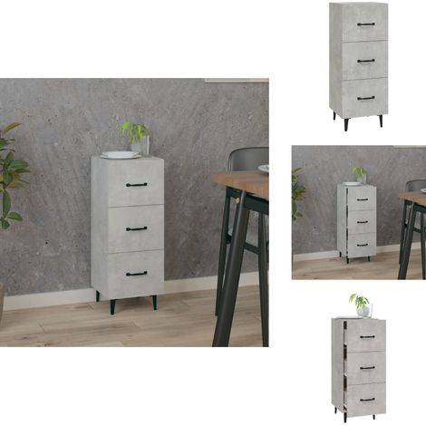 Buffet Gris béton 34,5x34x90 cm Bois d'ingénierie - Buffet Gris - Meuble Rangement - Commode - Armoire Laterale - Mobilier Salon (1/5)