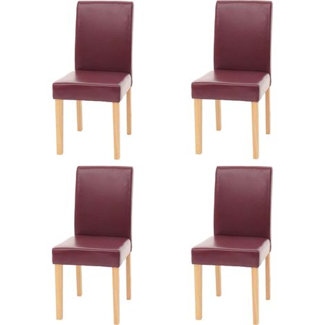 [NON UTILIZZATO] Set 4x sedie Littau ecopelle soggiorno cucina sala da pranzo 43x56x90cm rosso piedi chiari