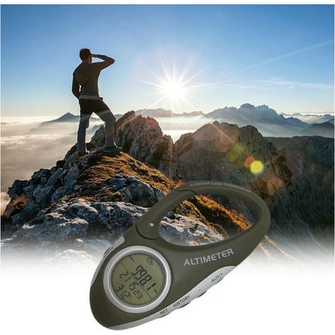 Camping En Plein Air Escalade Altimetre Barometre Carabiner Hauteur De Mesure Multi-Fonction Altimetre Avec Thermometre Carabiner Prevision Meteo Mode D'Orientation
