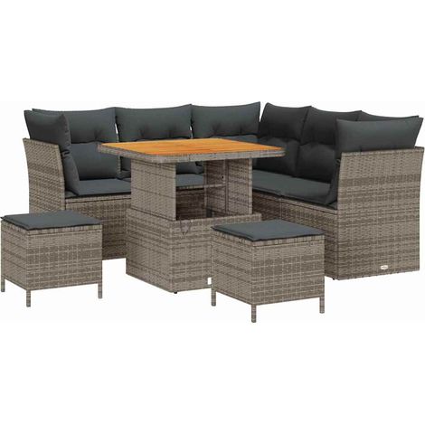 Maison Exclusive - Gartensofa-set 8 pcs Grau Poly-Rattan